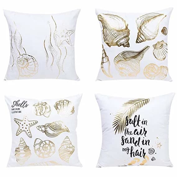 Ocean Metallic Print Throw Cushion Covers