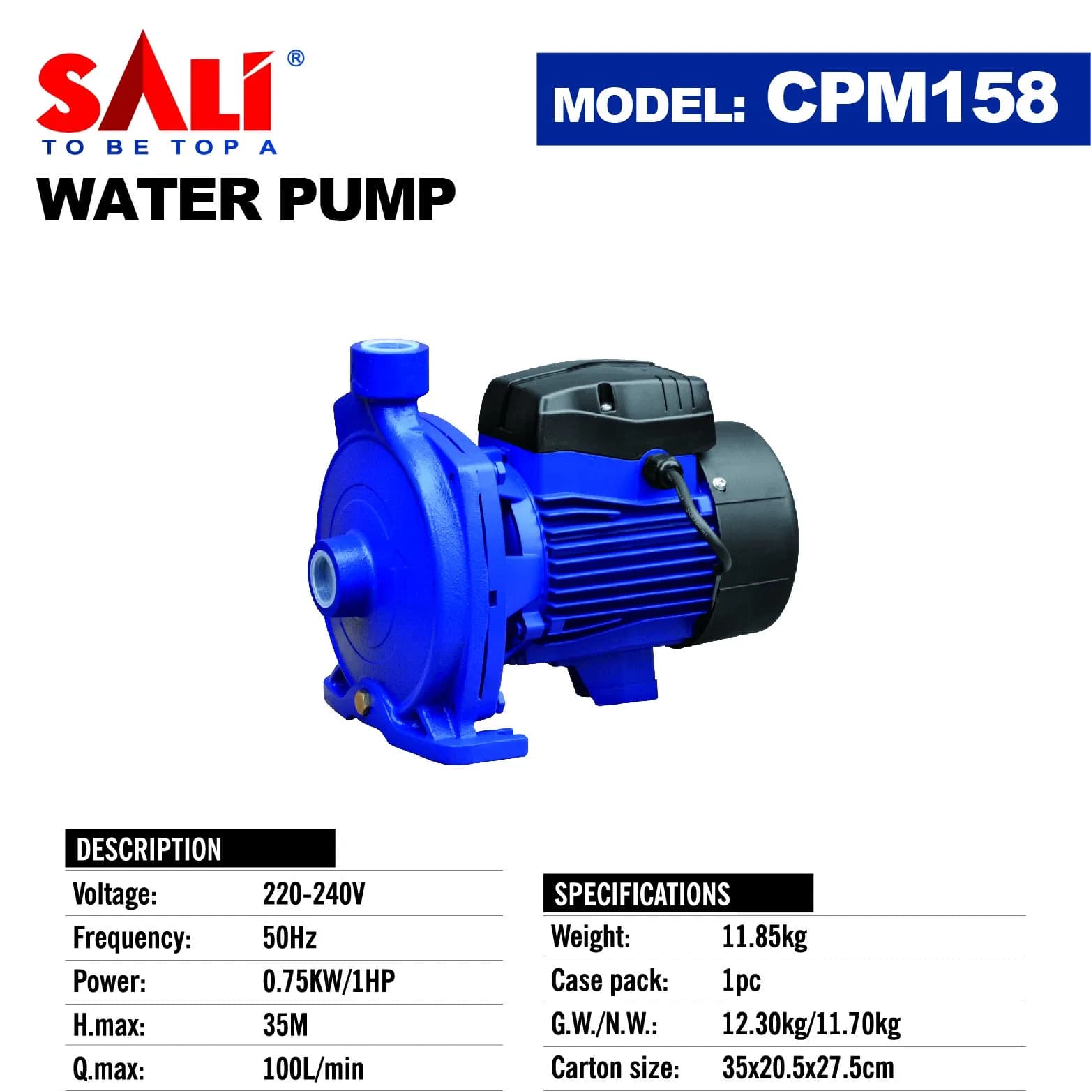 Sali CPM158 750W 1.0HP Centrifugal Pump