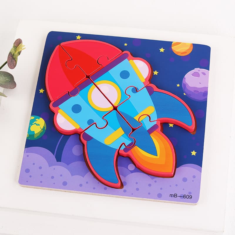 Wooden Puzzle Carton Rocket