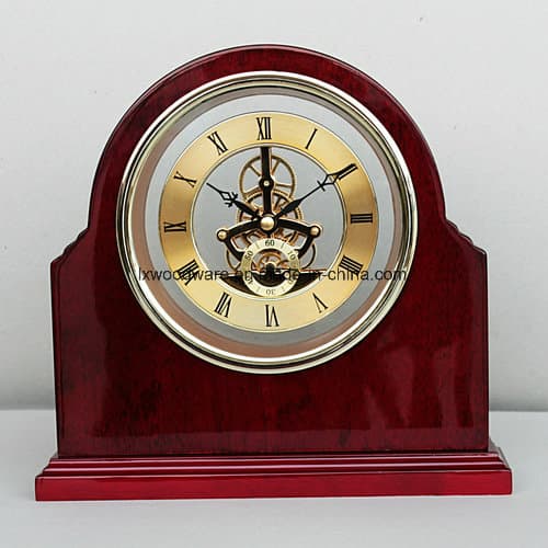 Rosewood Glossy Wooden Skeleton Clock