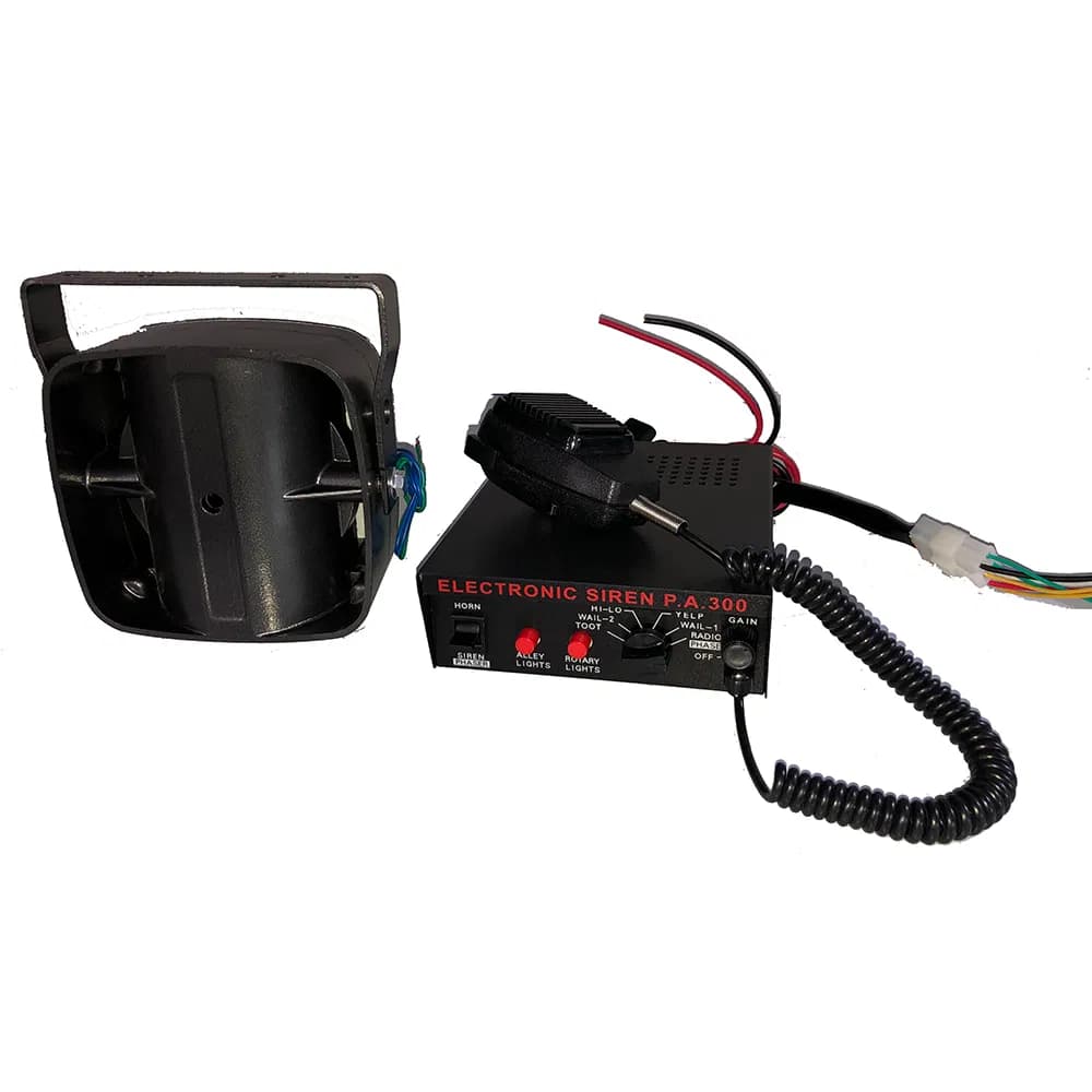 100W PA300 Siren with Black Slim Speaker