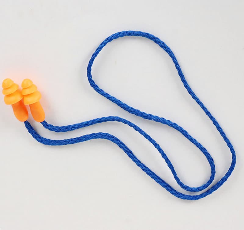 Orange Washable Silicone Earplugs with Cord