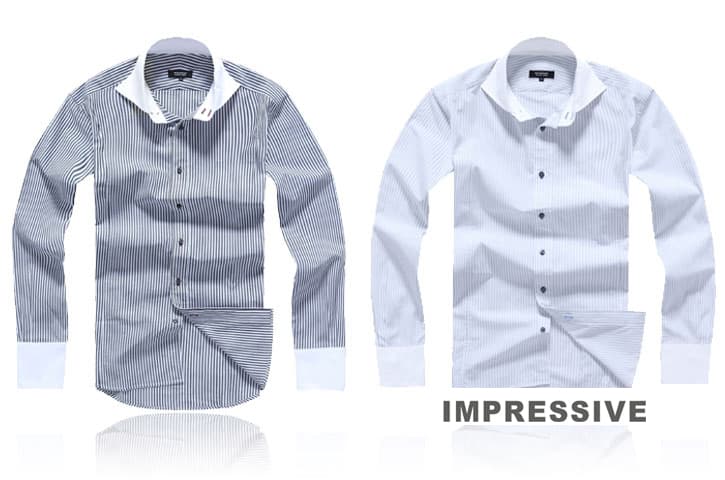 Men's Black Strip Dress Shirt