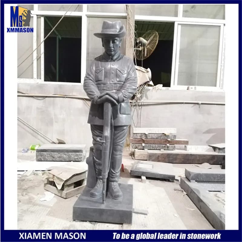 China Grey Granite Life Size Soldier Statue