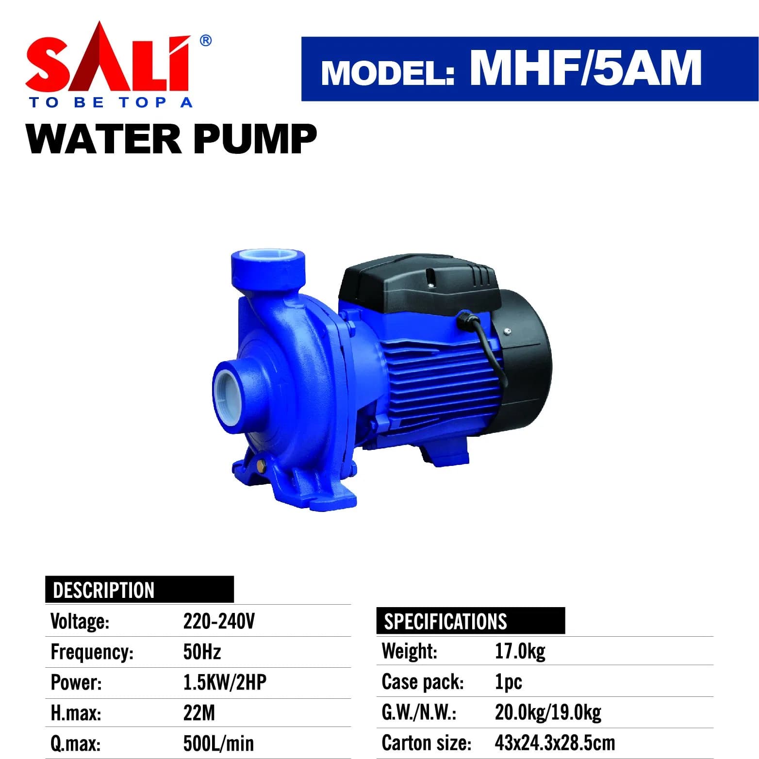Sali MHF/5AM 1500W 2HP Centrifugal Pump