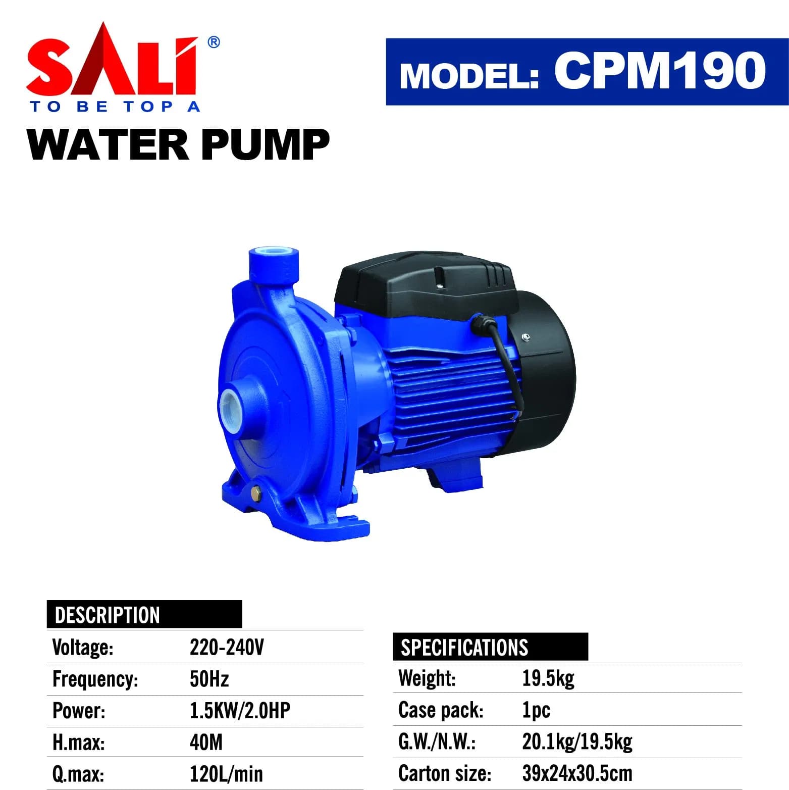 Sali CPM190 1500W 2.0HP Centrifugal Pump
