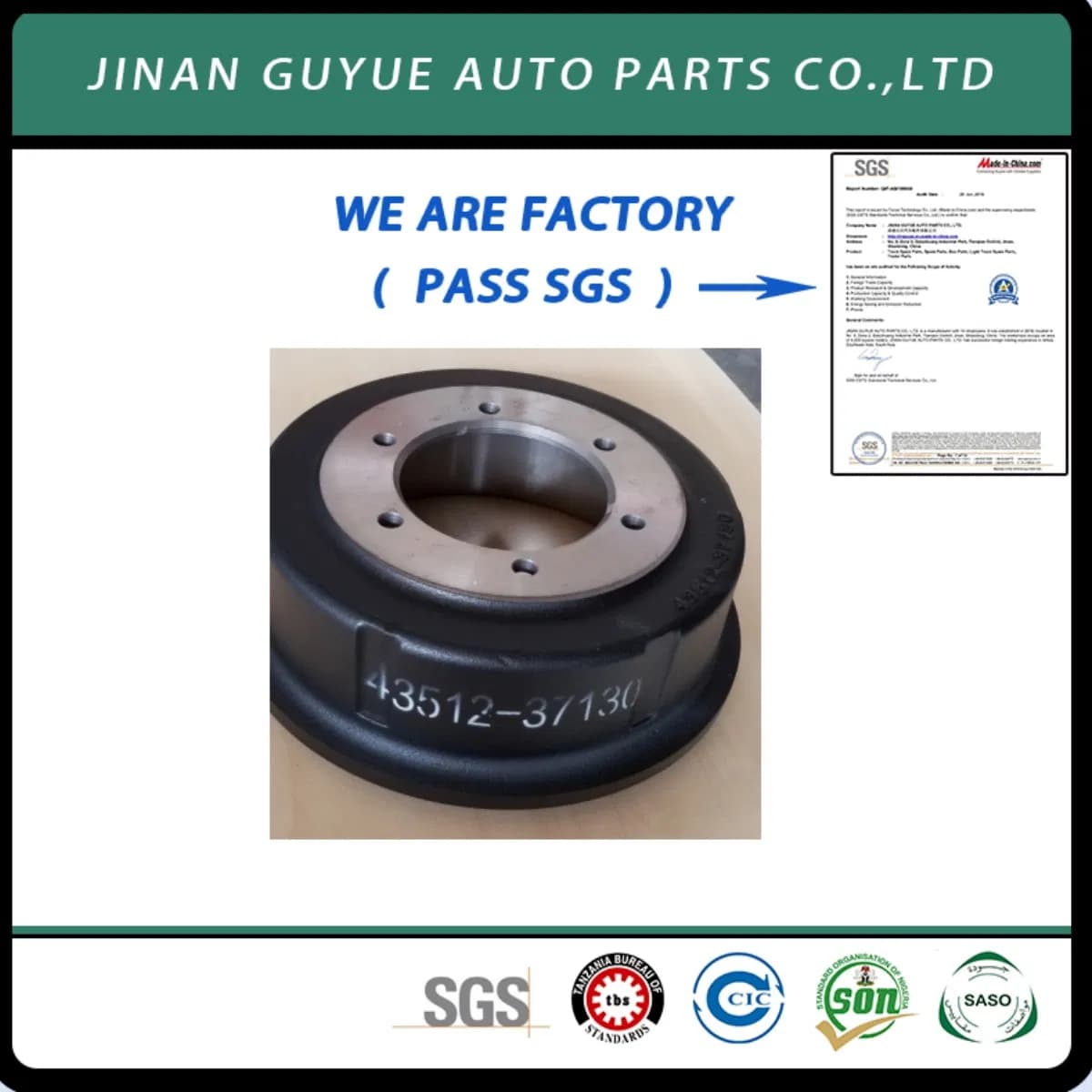 43512-37130brake Drum for Hino300