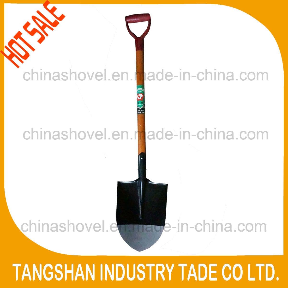 D Type Grip Wood Handle Steel Shovel