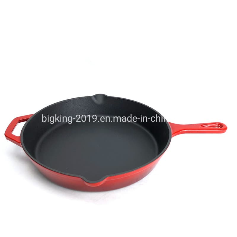 Enamel Cast Iron Skillet, 12 Inch, Red