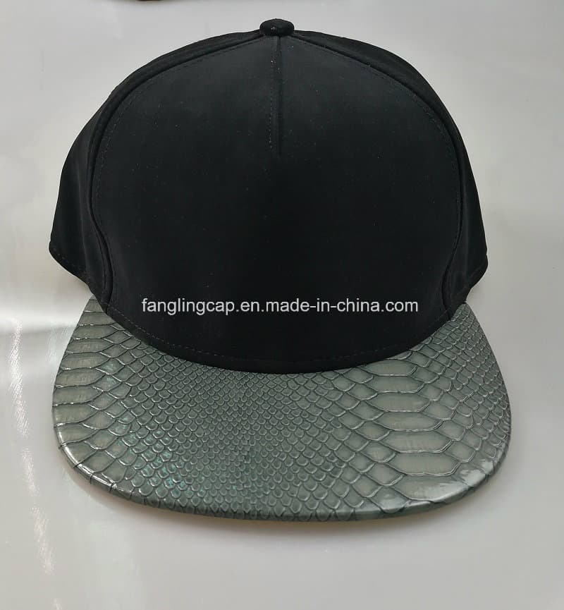 Five Panel PU Leather Snapback Cap