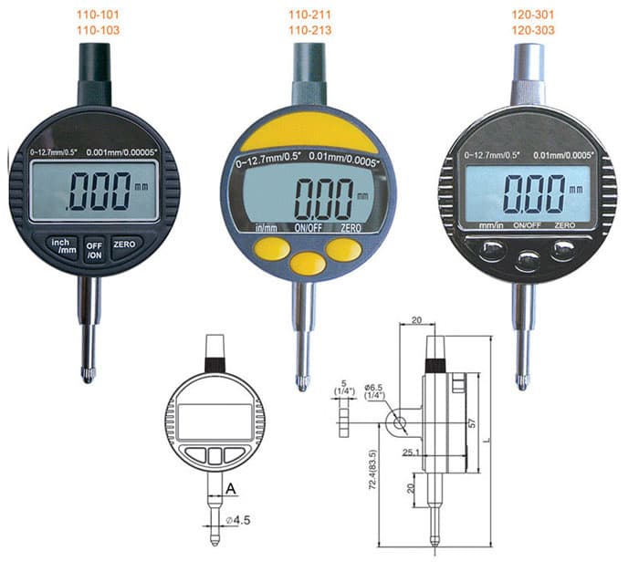 0-12.7mm/0.5" Digital Indicators (110-101)
