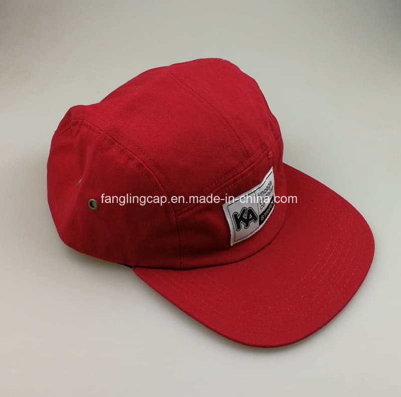 Red Cotton Twill Woven Patch Camper Hat