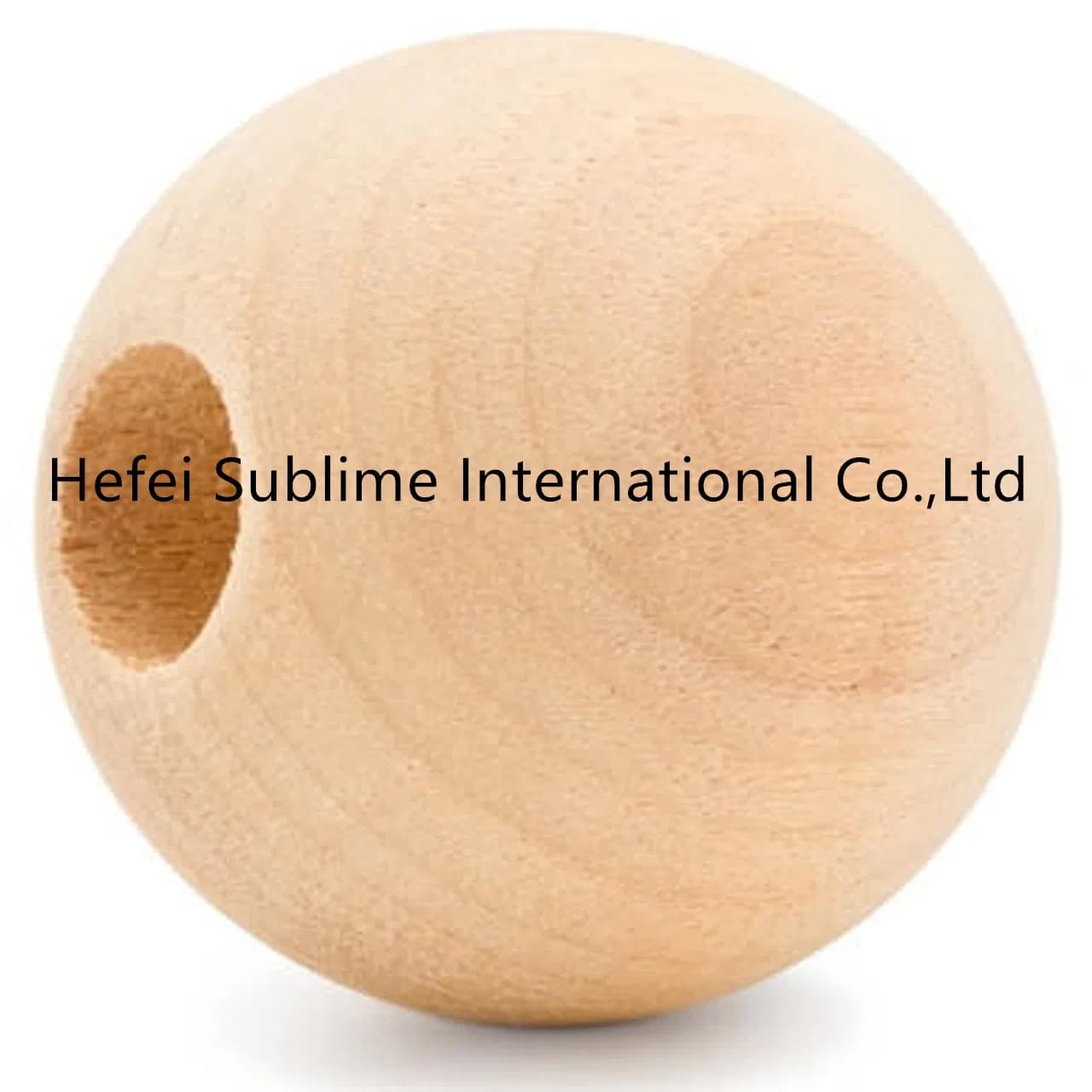 2" Wood Ball Bead, 1/2" Hole