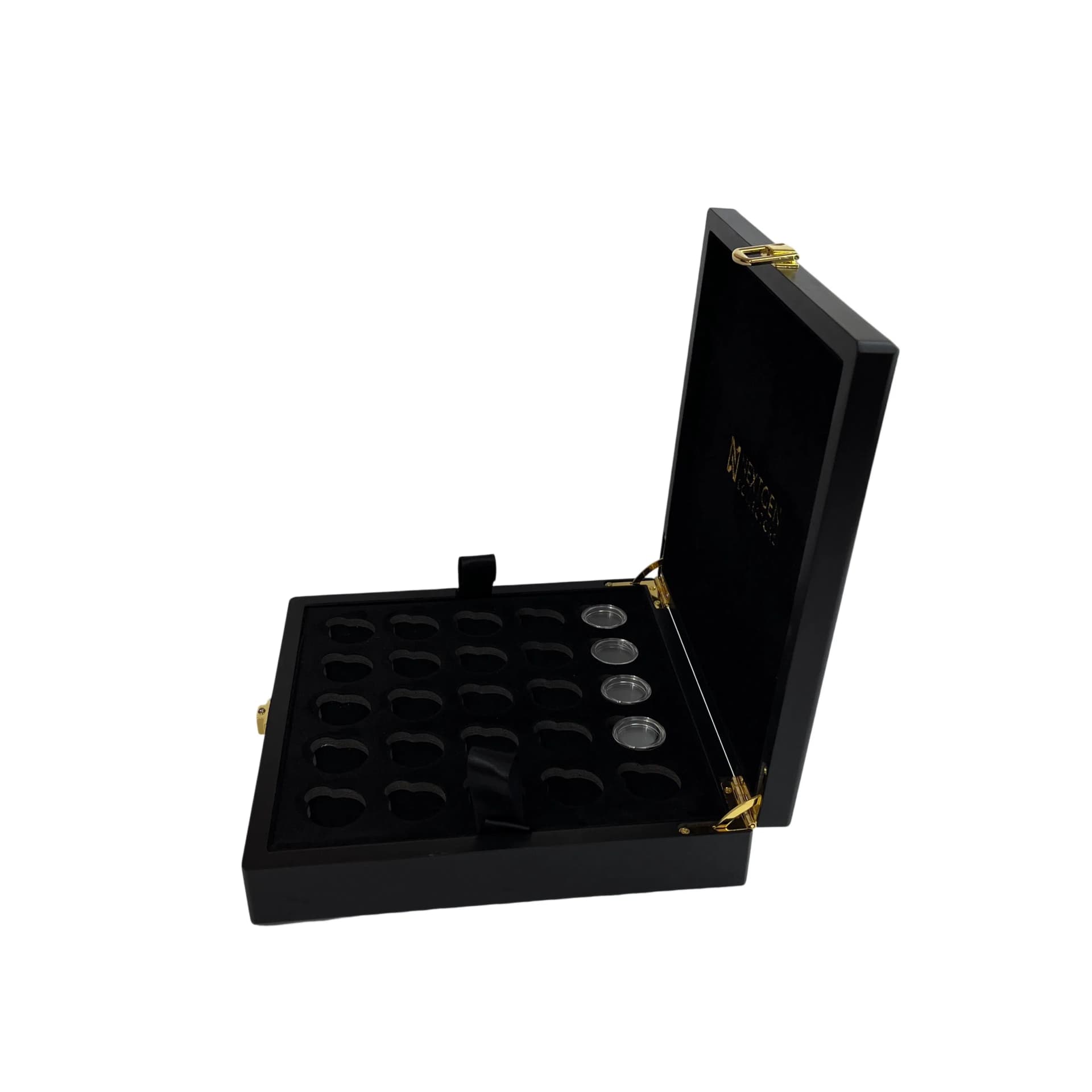 Sponge Pad Wooden Box with 25 Holes Custom Black Wooden