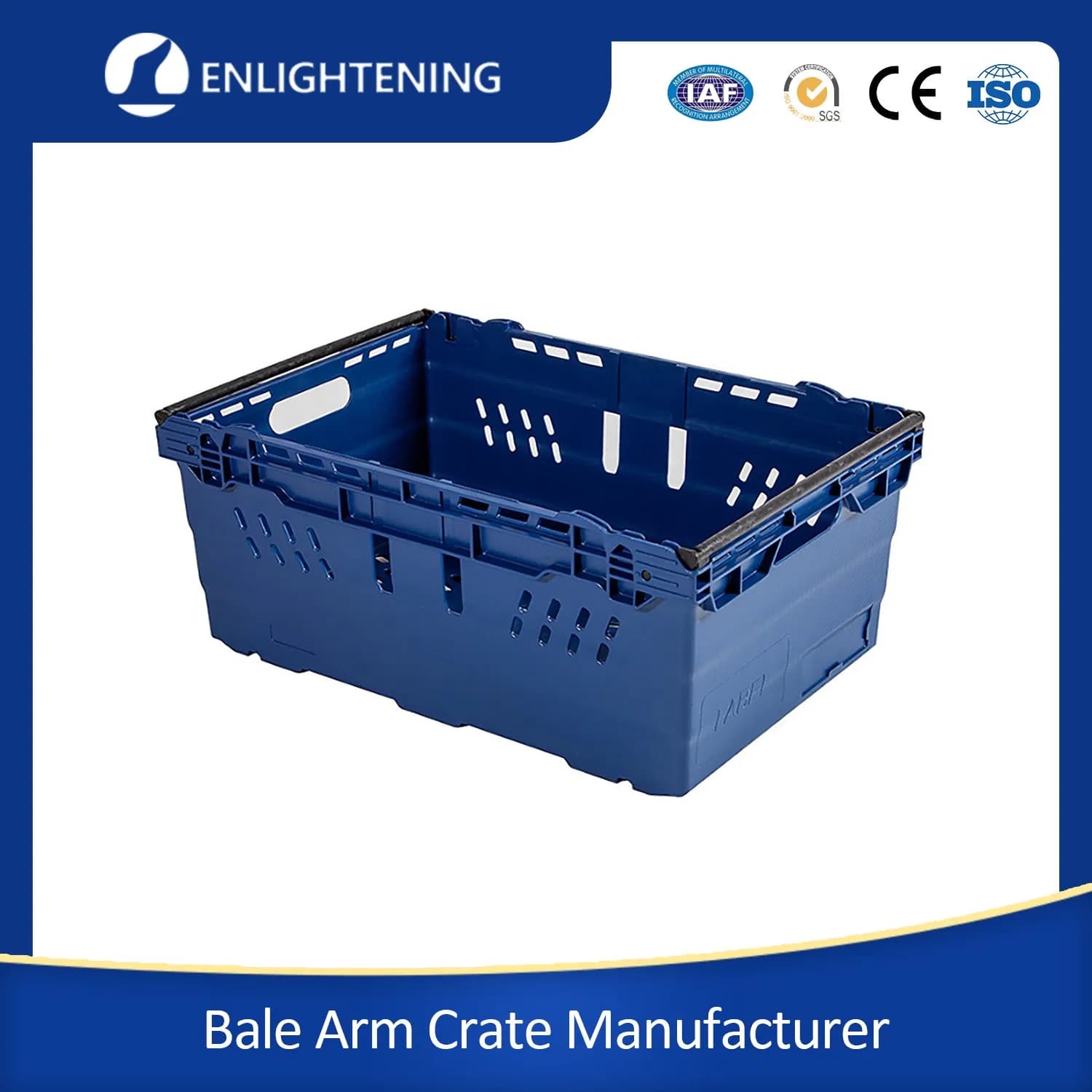 Wholesale Custom Perforated Nestable Deep Bale Arm Shopping Basket Plastic Moving Crate for Vegetable Super Market