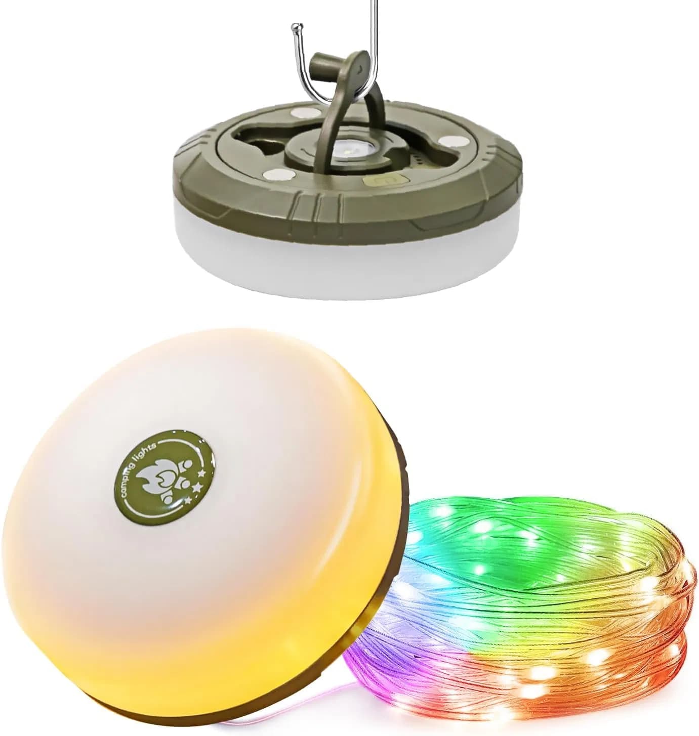 LED Camping String Light with Portable Lantern Rechargeable 10m Flashlight Waterproof Emergency Hiking Fishing