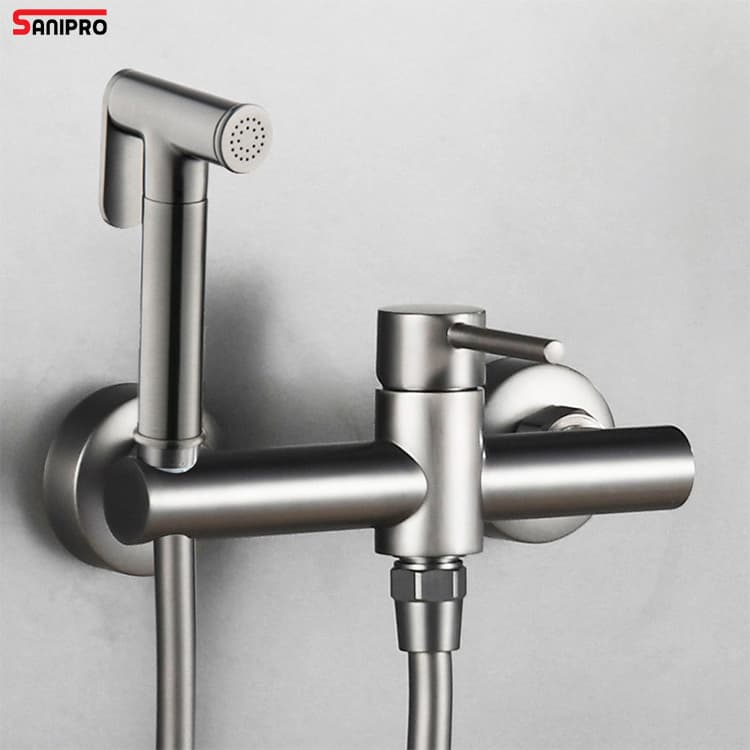 Sanipro Wall Hung Hot and Cold Mixer Water Pressure Control Handheld Bidet Sprayer Shattaf Toilet Bathroom Shower Spray Set