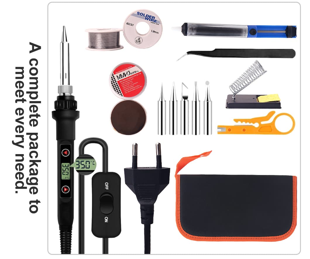 Adjustable Temperature Soldering Iron Kit with Soldering Paste for DIY and Repair
