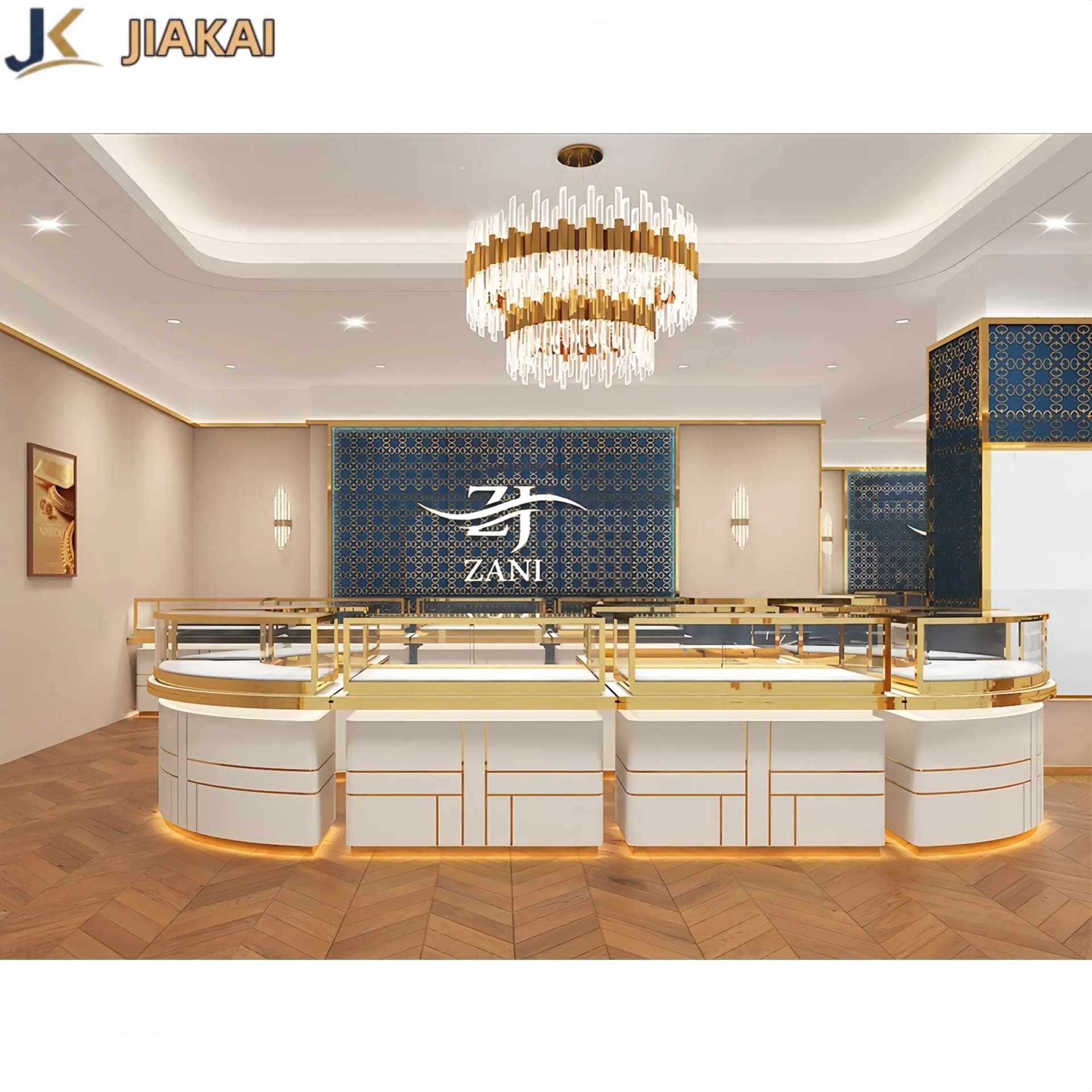 Customize Stainless Steel Gold Jewelry Shop Interior Design Ideas Retail Jewelry Showcase
