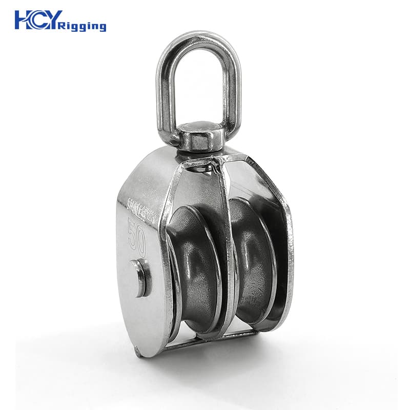 Premium Galvanized Forged Alloy Steel Double Sheave Wire Rope Pulley