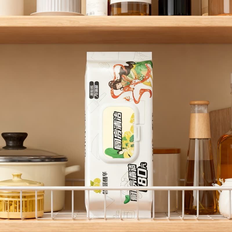 Disposable Biodegradable Large Size Household Cleaning Wipes Heavy Oil Cleanup Non-Waven Wet Tissues for Kitchen Flooring and Restaurant