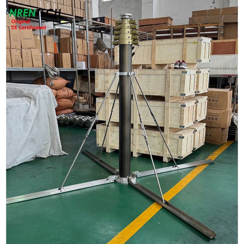 8m Lockable Pneumatic Telescoping Mast Poles 50kg Payloads Quadpod Bracket