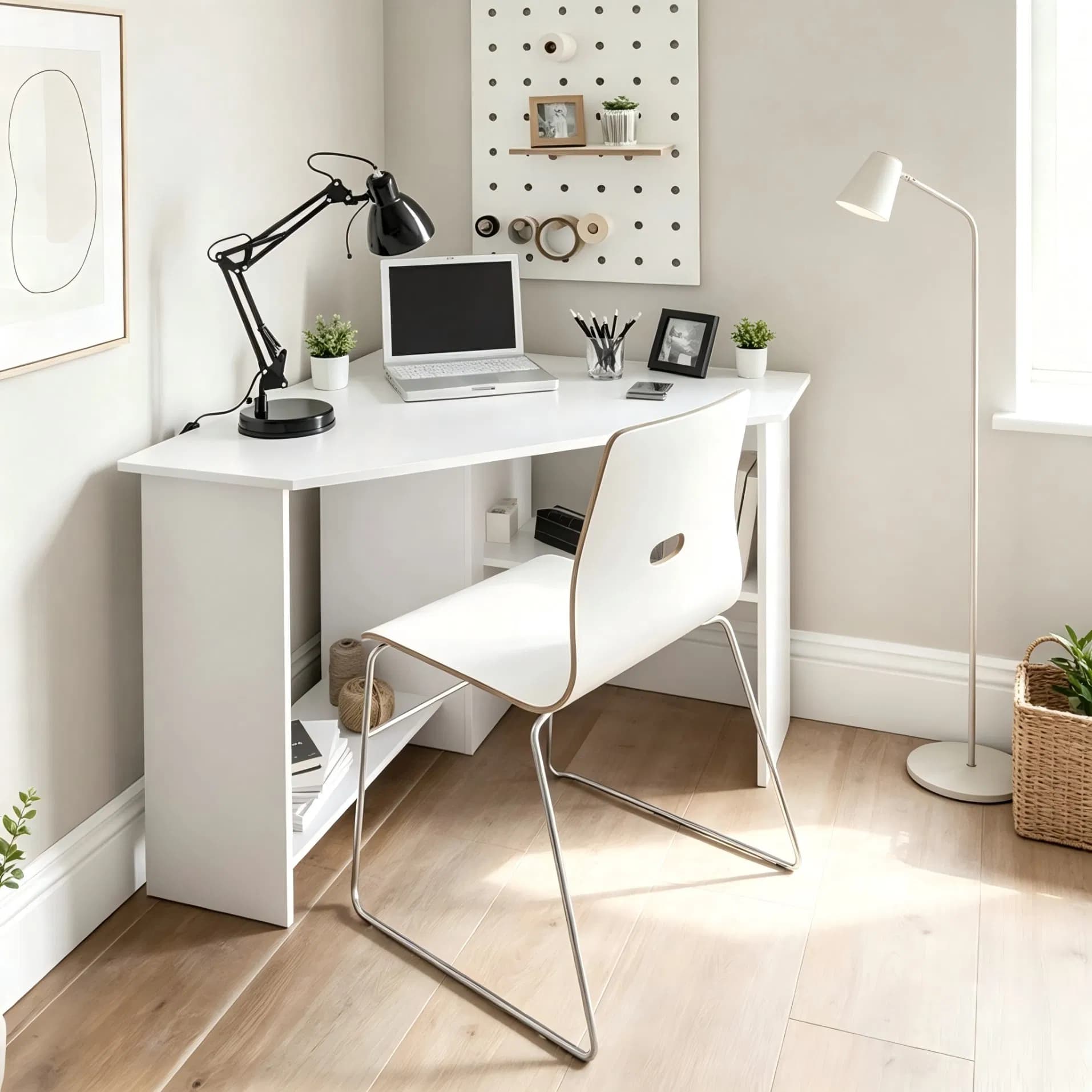 Corner Laminated-MDF Solid-Wood-Leg Open-Back Cable-Friendly Budget Home Study Computer Desk