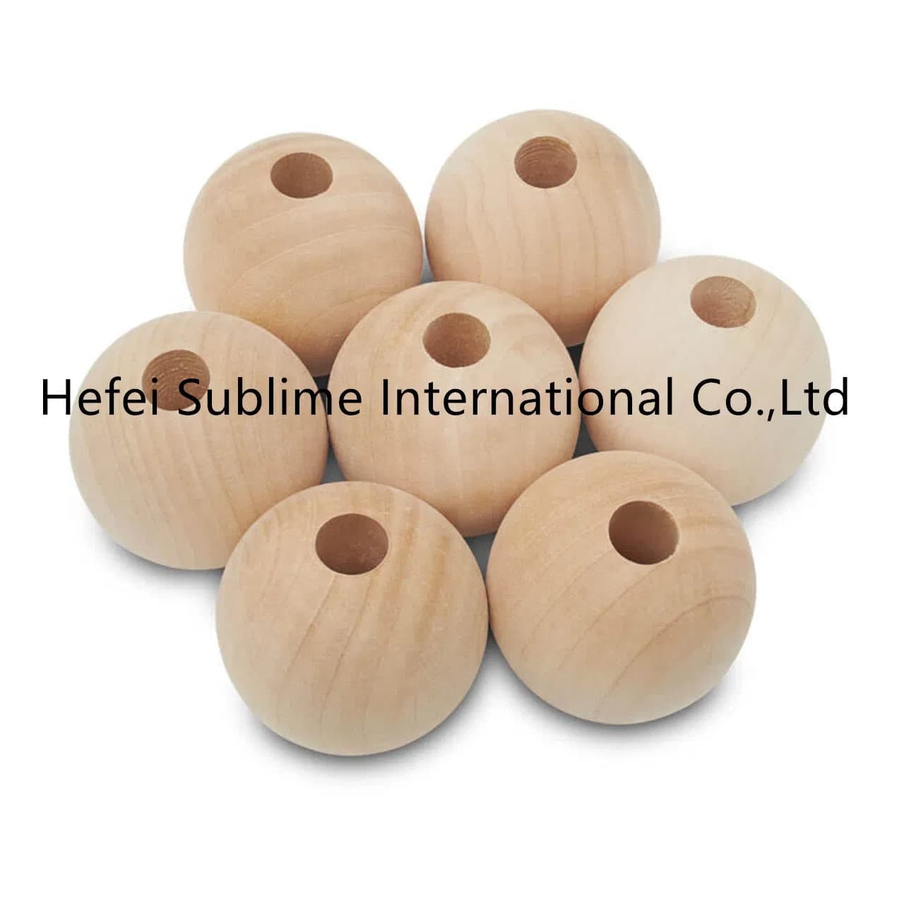 2" Unfinished Natural Wood Crafts Ball Bead, 1/2" Hole, Wood Round Ball