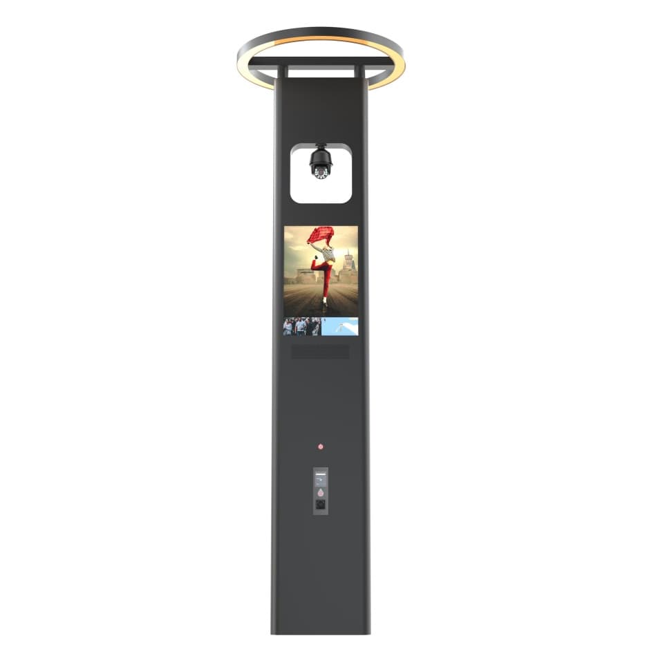Solar Powered Smart Pole with LED Screen WiFi Charger