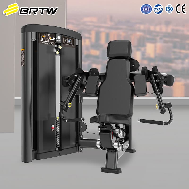 Brtw Logo Color Customization Adjustable Steel Pin Loaded Biceps Curl Machine ISO-Lateral Selection Commercial Gym Machine