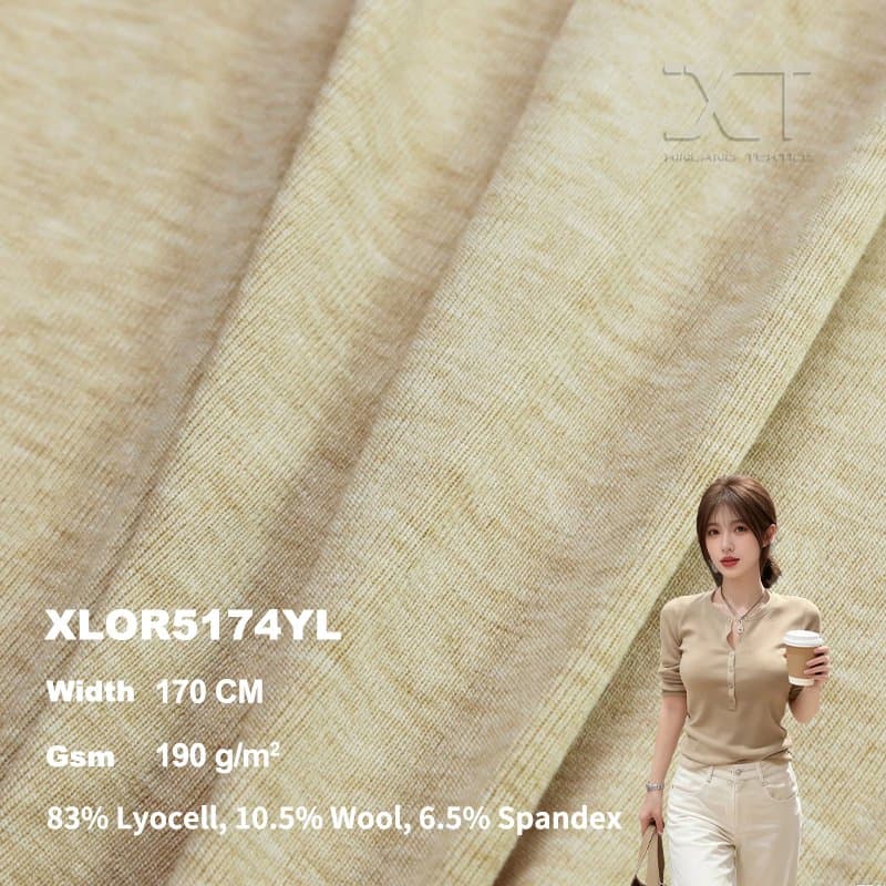 Eco-Friendly Lyocell Wool Blend Thermal Soft Breathable Stretchy Sustainable Top Garment Fabric