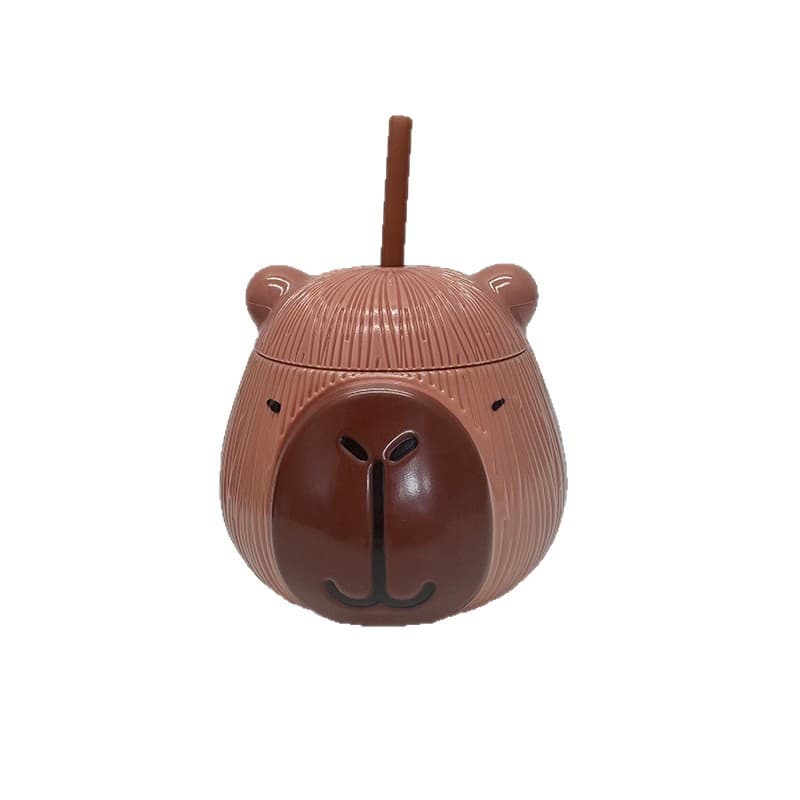 Factory Supply Cartoon Cups Animal Drinking Cups Mug with Straw for Children