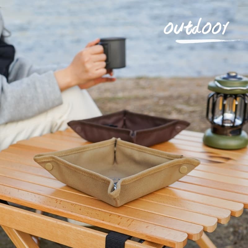 Outdoor Camping Storage Tray Travel Storage Box Portable Folding Square Holder