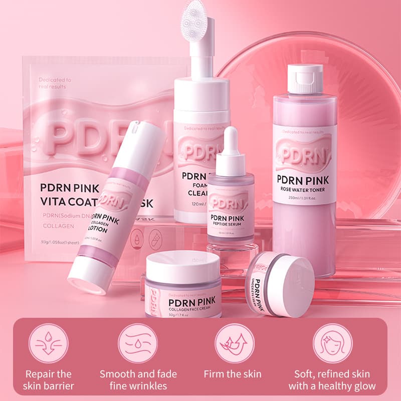 Private Label Korean Skin Care Set Organic Pdrn Repair Moisturizing Cream Eye Serum Toner Skincare Set