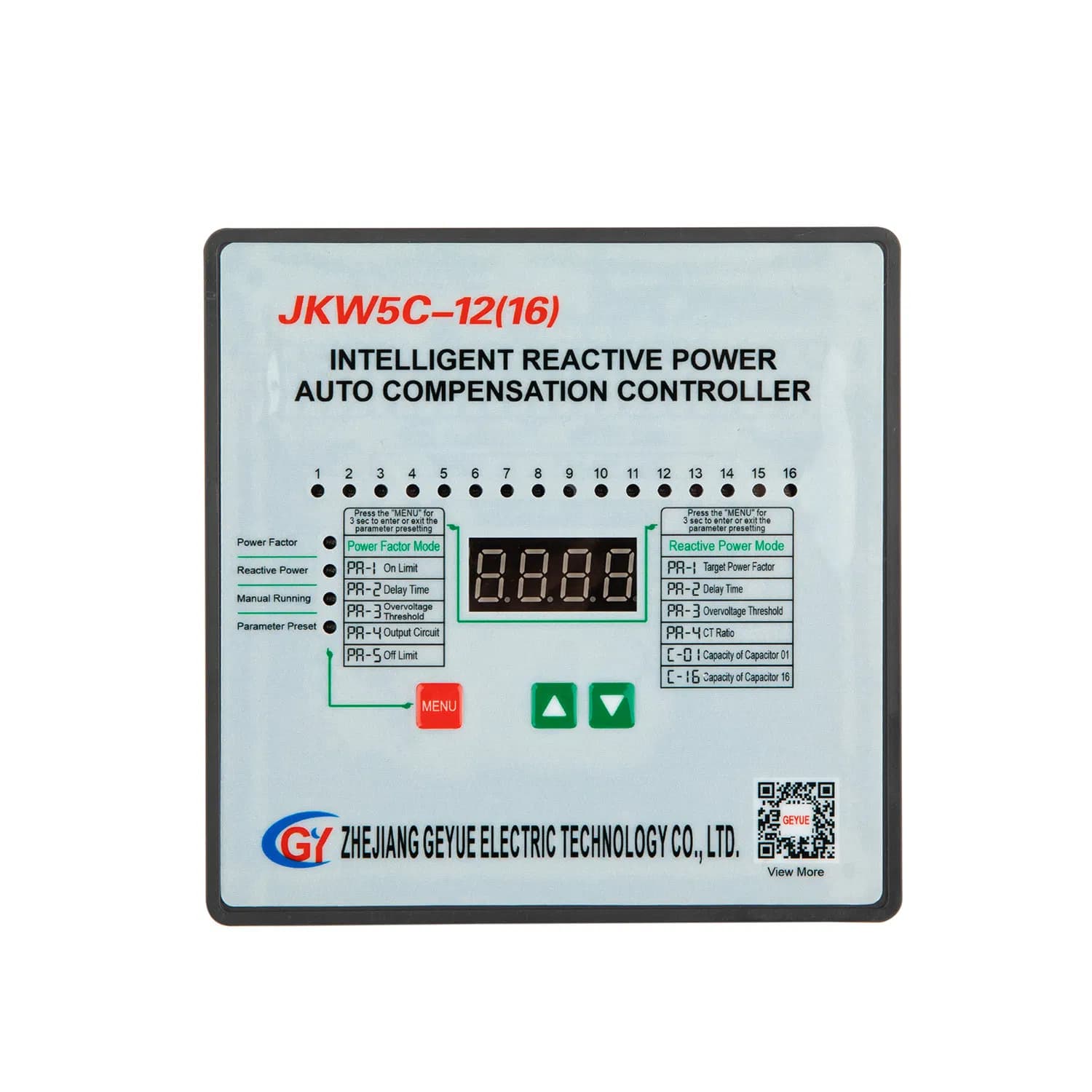 JKW5C-12(16) 12 Steps 16 Steps Intelligent Automatic Electric LED Reactive Power Factor Correction Compensation Controller for Distribution Panel Reactive Power
