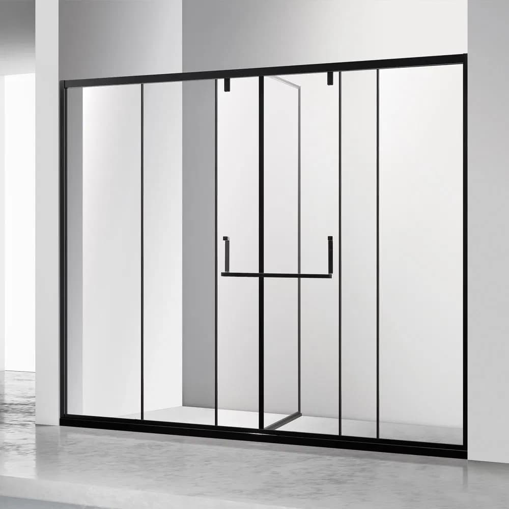 Modern Bathroom Customized Matt Black Finish Stainless Steel Frame Tempered Glass Shower Room with Sliding Door