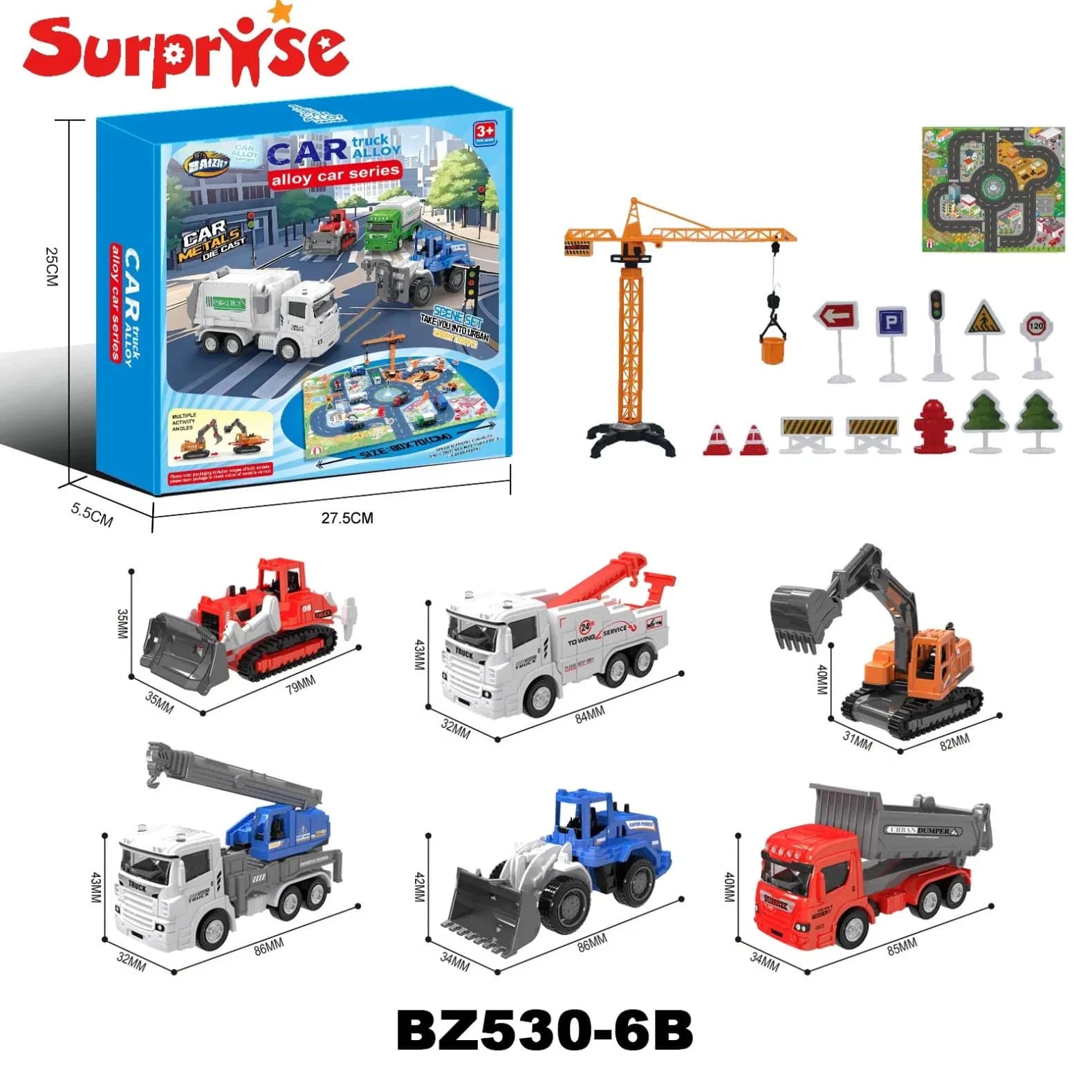 1: 64 Diecast Toy Cars Set Mini Alloy Vehicles City Series Container Truck Toy