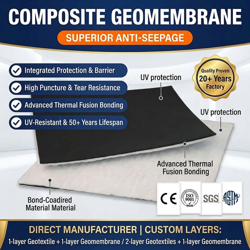 Filament Nonwoven Double Sided Canal Reservoir Water Conservation Composite Geomembranes