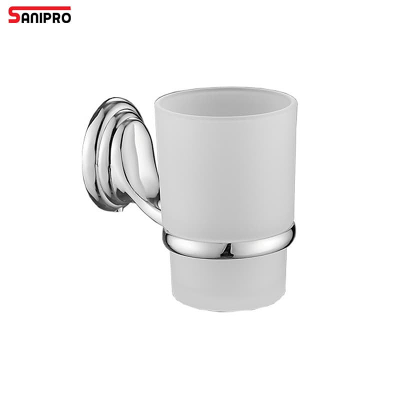 Sanipro Ss Tumbler Holder Bathroom Shower Room Hotel Hardware Pendant Wall Mounted Frosted Glass Toothbrush Cup Holders