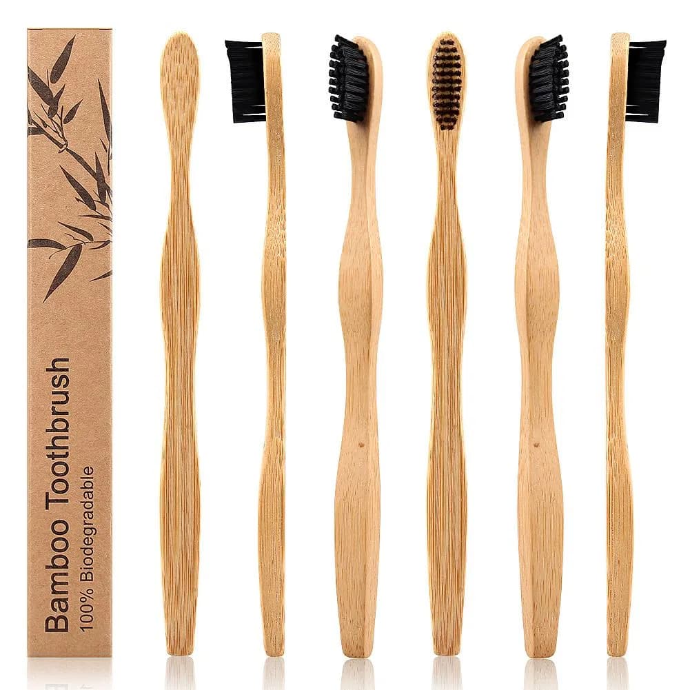 Sustainable Bamboo Toothbrush Packaged in Natural Kraft Box