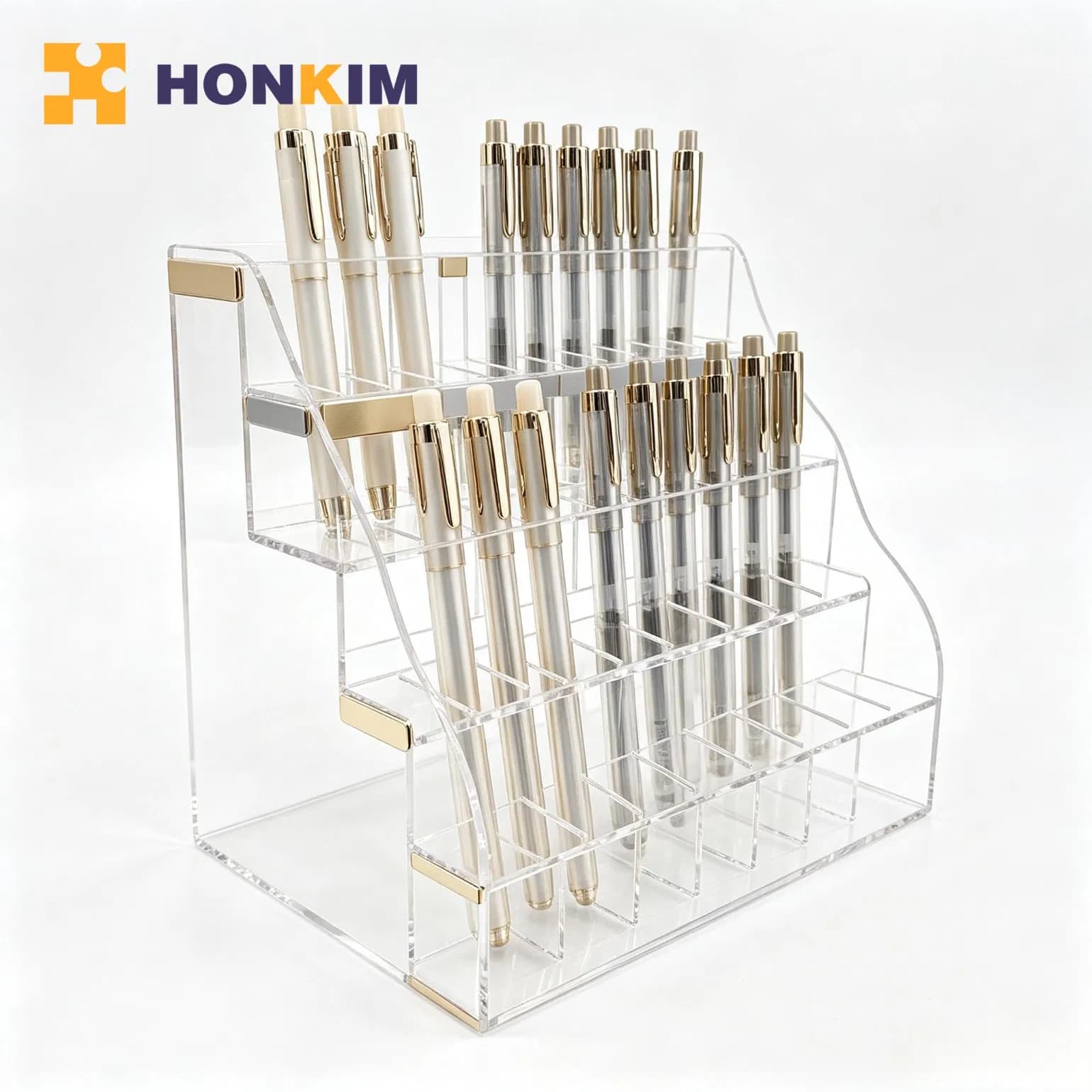 Custom Size Transparent Acrylic Tiered Rack for Office Dresser Supermarket Retail