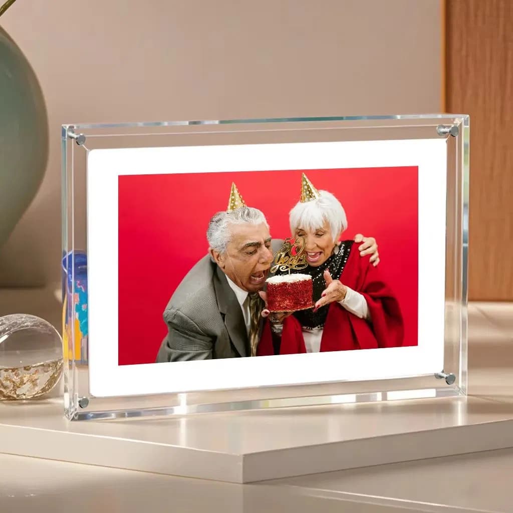 Wholesale 4 Inch 8GB Acrylic Picture Nft Video Infinite Object Transparent Digital Photo Frame with Automatic Rotation Function