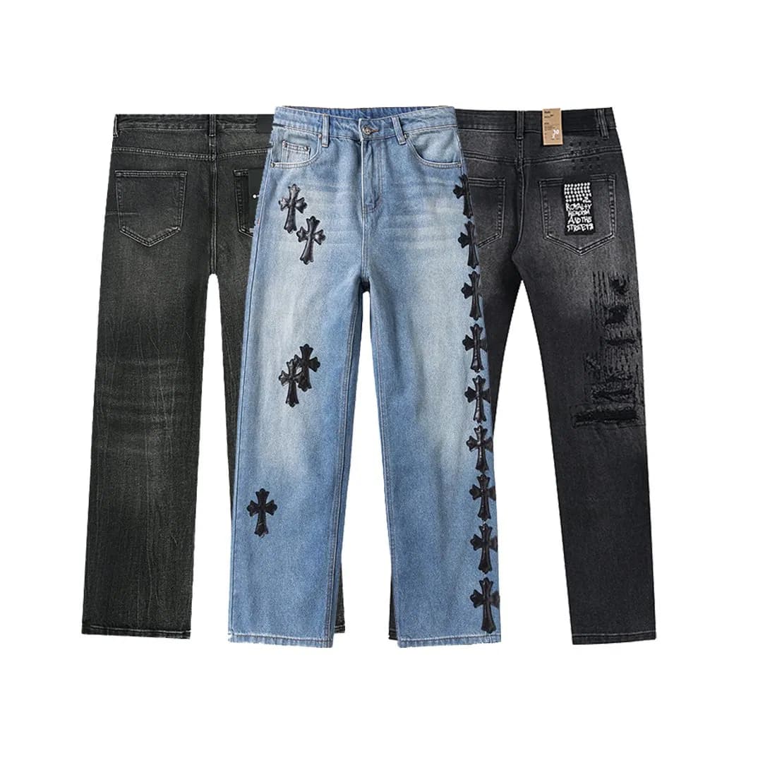 Fashion Brand New Men's Denim Heart Embroidery Luxury Jeans