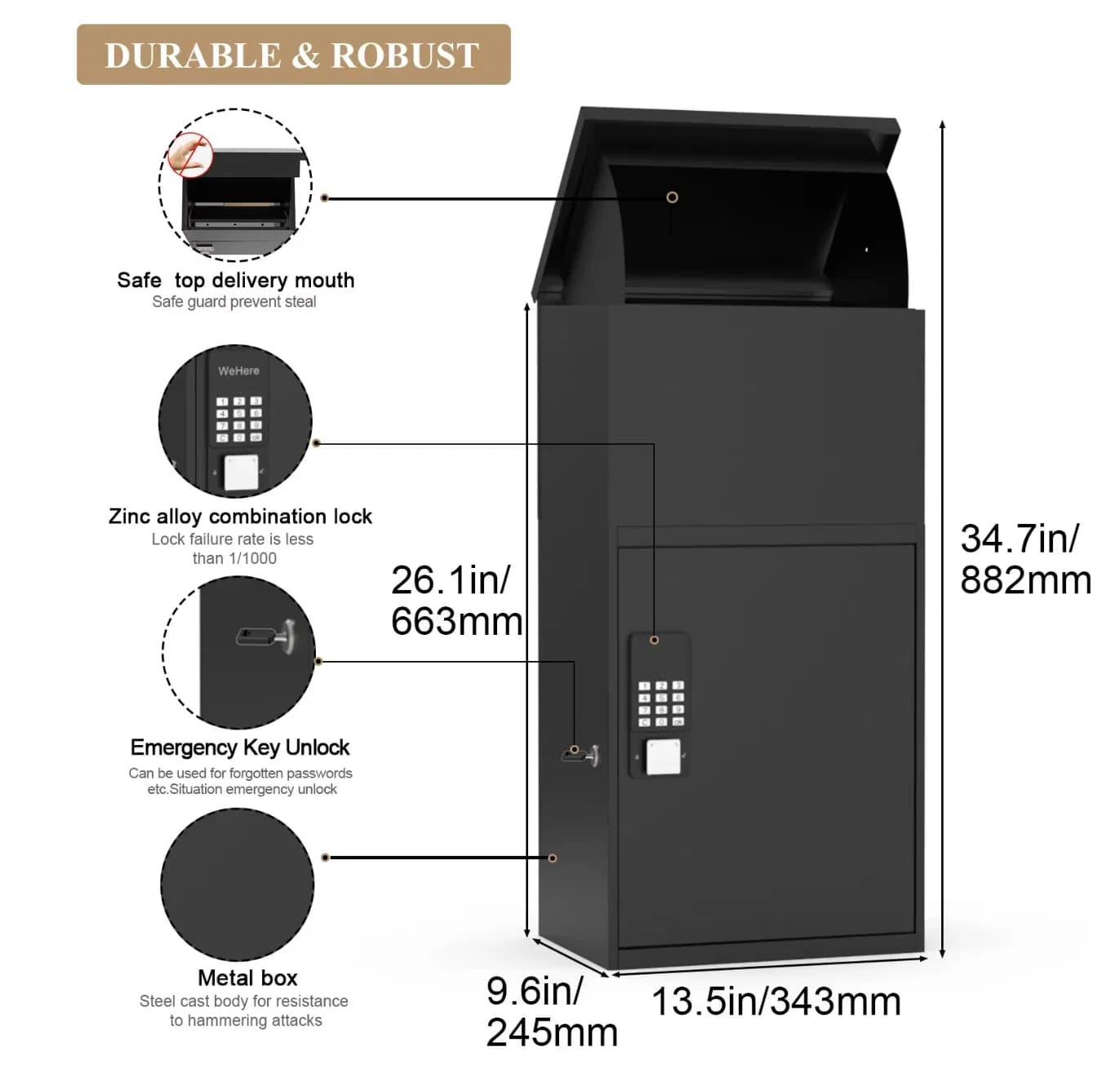 Steel Home Waterproof Outdoor Home Garden Parcel Box Security Mailboxes Anti-Theft Smart Parcel Drop Box