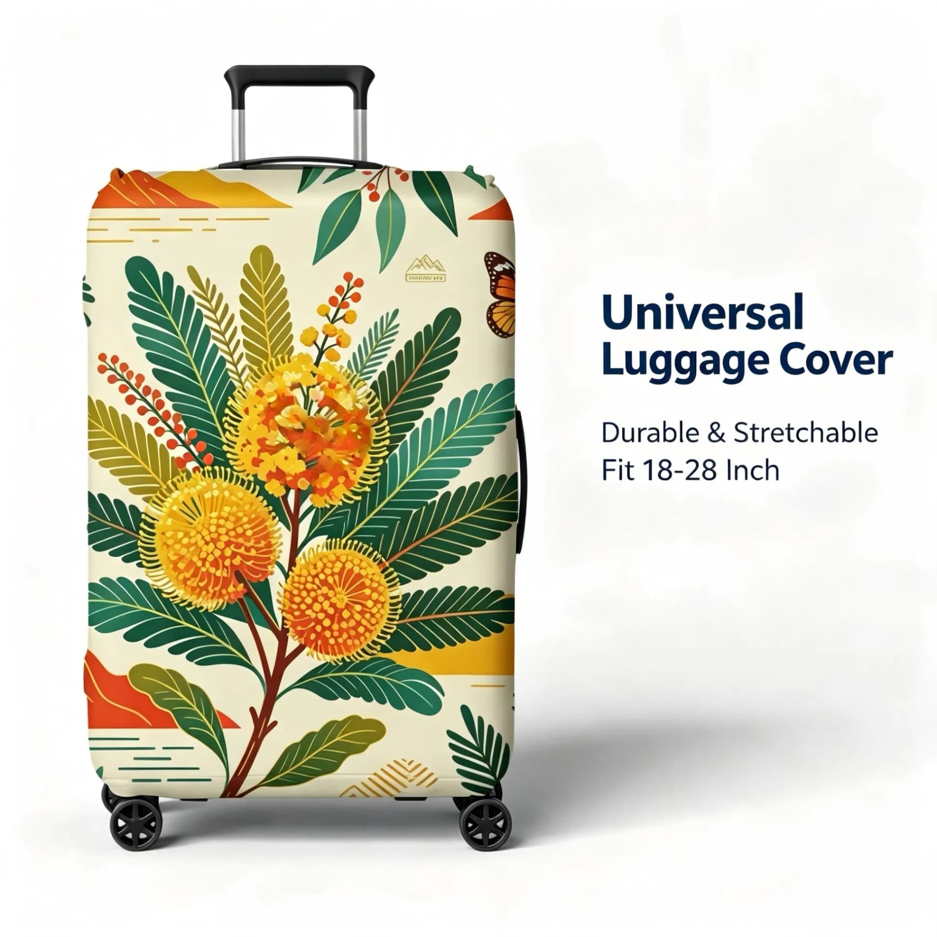 Floral Printed Stretch Spandex Luggage Cover, Elastic Anti-Scratch Protective Suitcase Sleeve with Multi-Size Options
