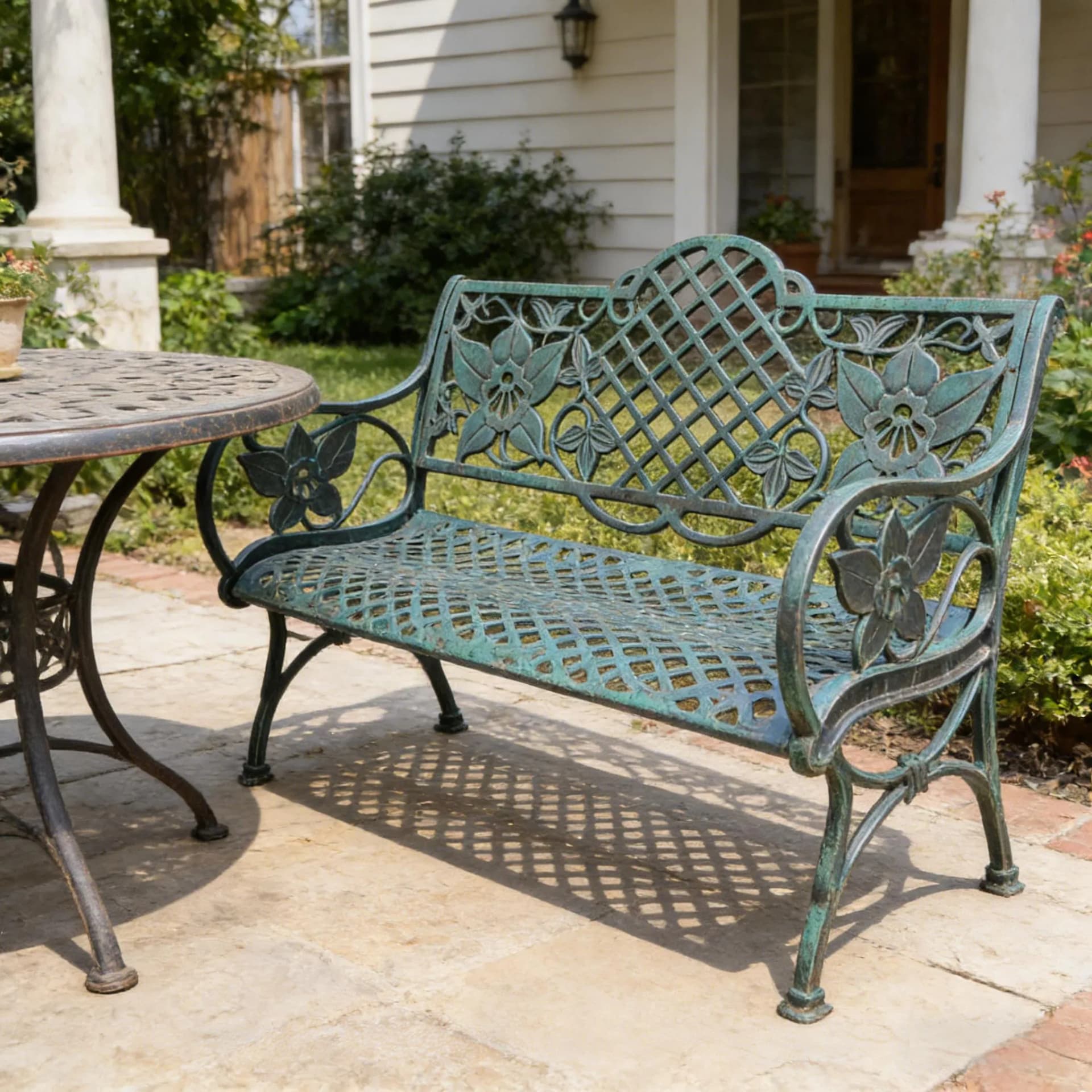 Cast Aluminum Patio Furniture Outdoor Garden Bench Morning Glory Kd Bench
