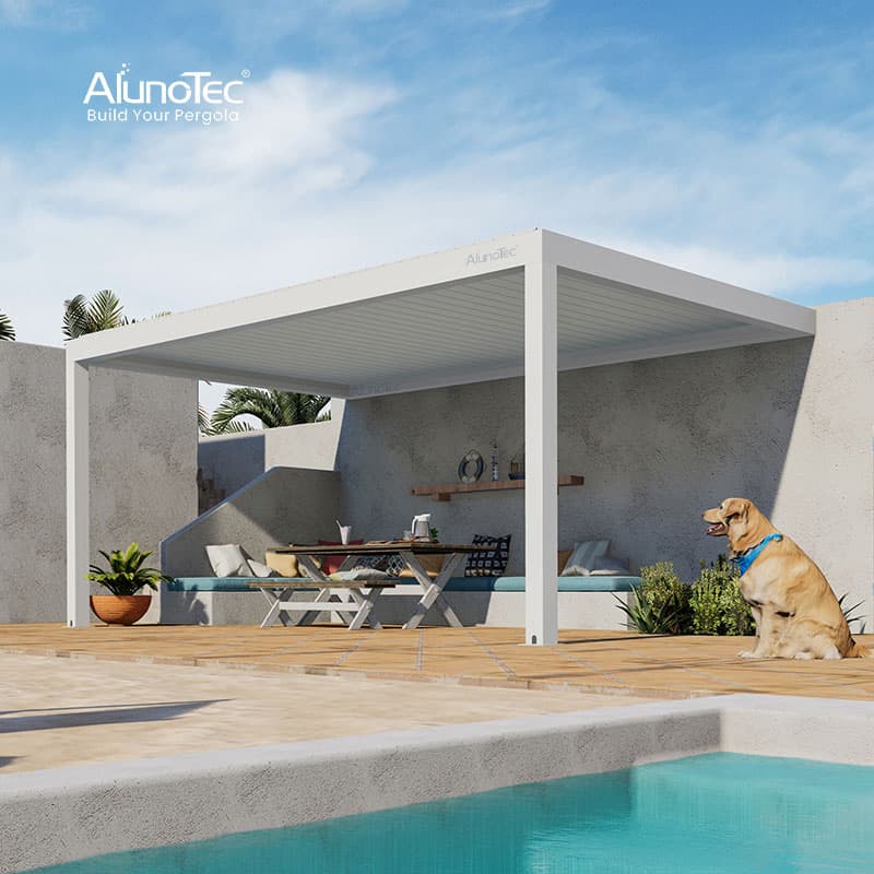 AlunoTec Wholesale Factory Price UV Protection Waterproof Aluminuim Outdoor SPA Pool Solar Bioclimatic Pergola