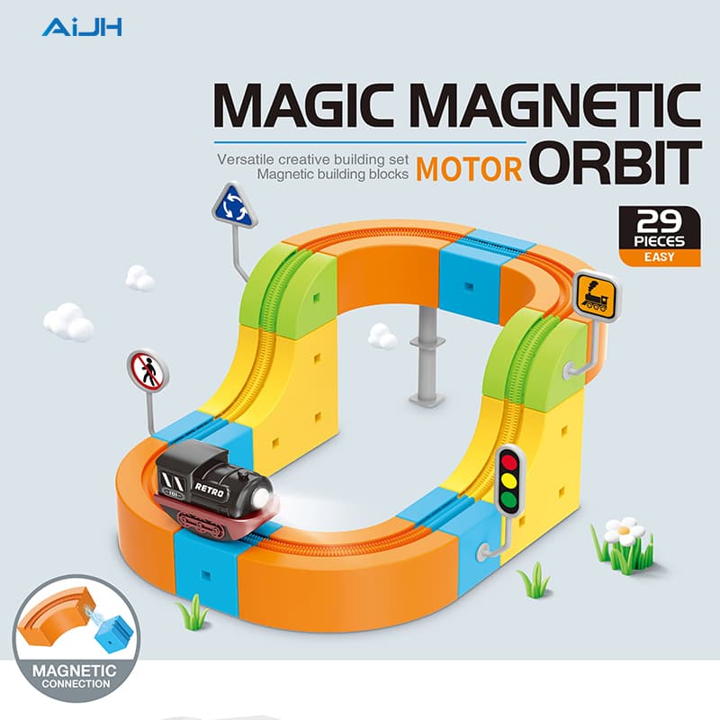 Aijh Rail Electric Train Set 3D Magic Flexible Race Track Race Car Track Block with Anti-Gravity Educational Stem Toy