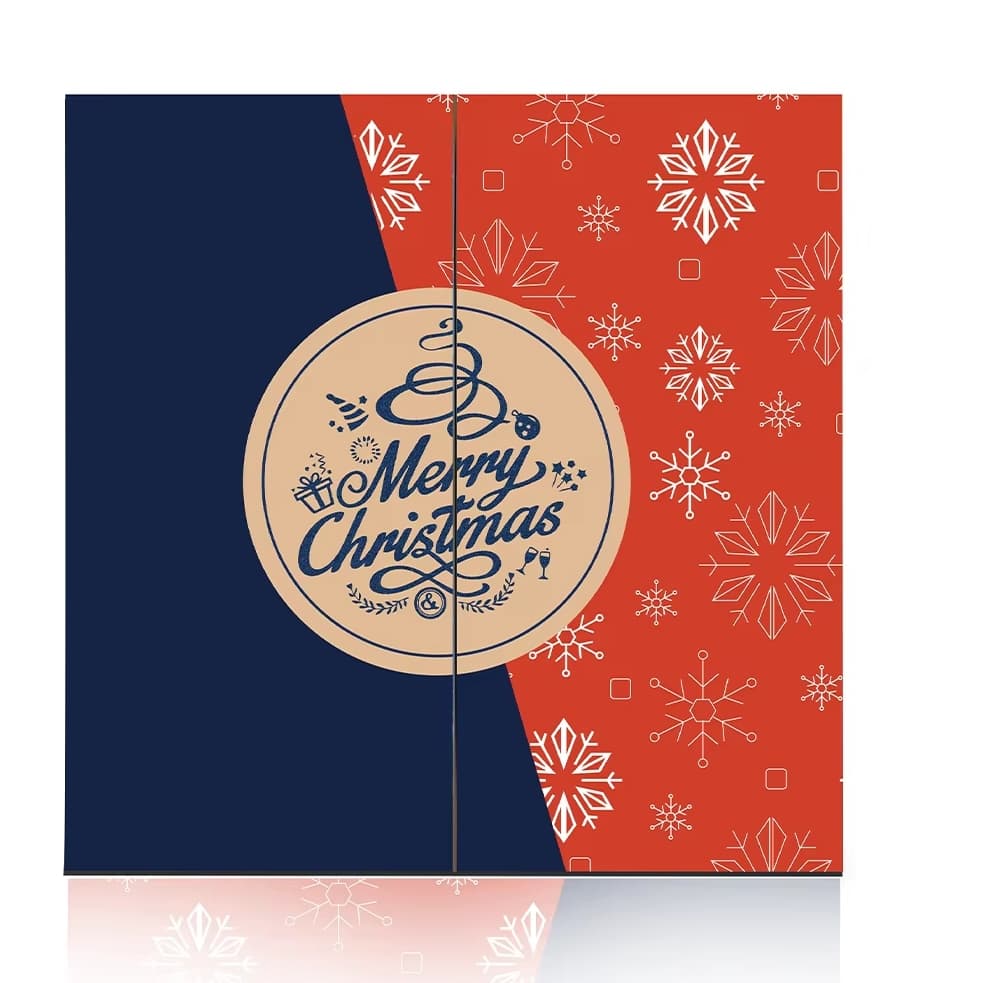 Navy & Red Double-Door 24-Day Christmas Advent Calendar Gift Box