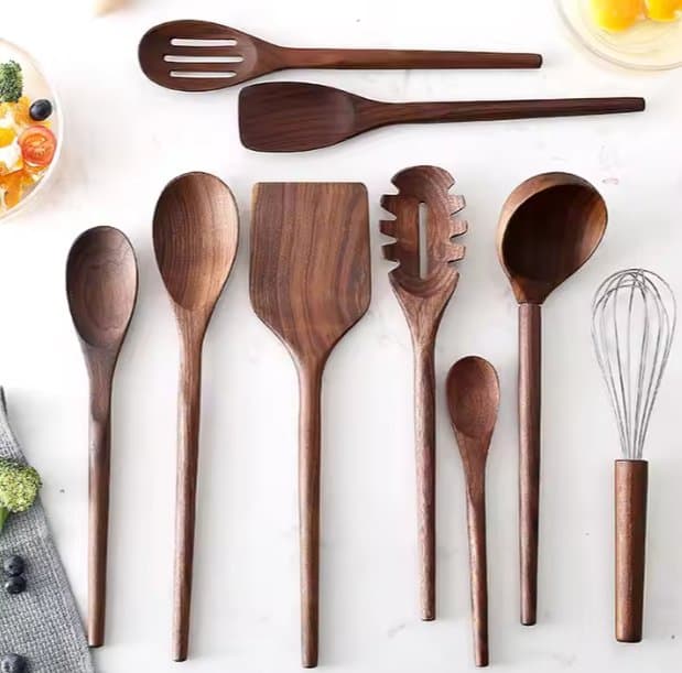 2025 New Style Wooden Cutlery Acacia Mangium Spatula, Japanese-Style Non Stick Pan Spatula Kitchenware Set